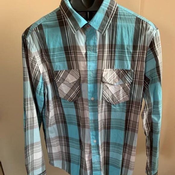 Aeropostale Blue/Grey  Plaid Button Down Shirt - Picture 1 of 6